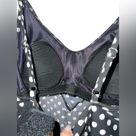 Magic‎ Suit Black And White Tankini Black And White Polka Dots Sz10 Built In Bra - Picture 4 of 6